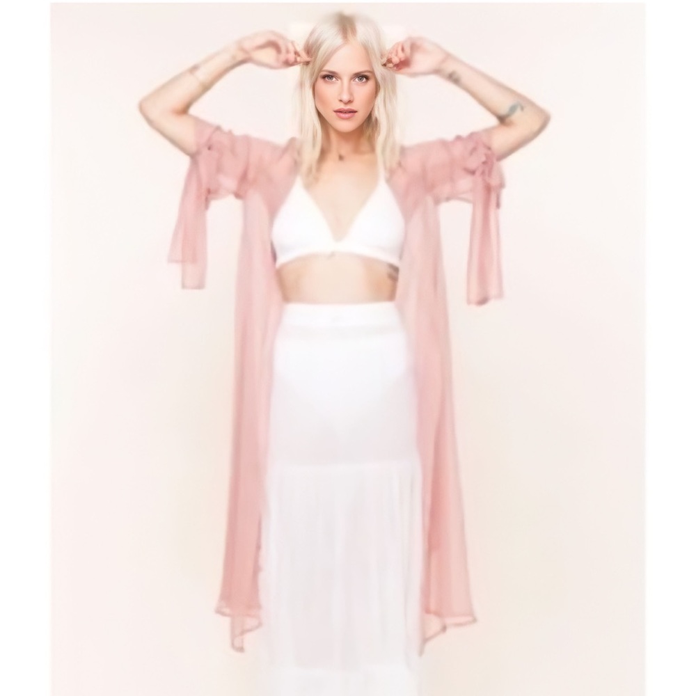 For Love & Lemons Pink Bow Cecilia Kimono Robe OS *Rare